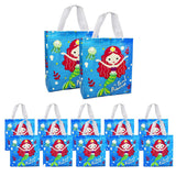 Asera Mermaid Theme Gift Bags for Boys/Girls, 12 Pcs, Multipurpose Reusable Party Favor Bags, 10x9x3.5 inches