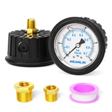 MEANLIN MEASURE 0~10Psi Stainless Steel 1/4 NPT 2.5 FACE DIAL Liquid Filled Pressure Gauge, Center Back Mount (with Rubber Prote