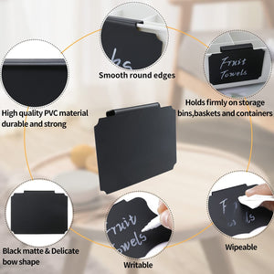 10 Plastic Basket Bin Label Clip on Removable Basket Label Kitchen Pantry Basket Label Clip with White Chalk Markers for Storage