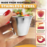 12Pcs Round Stainless Steel Sauce Cup - 2.5 Oz Dipping Sauce Cups Reusable Small Sauce Bowls Mixing Cups Ramekins with Lids Sauc