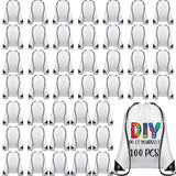100 Pcs Sublimation Drawstring Bags Bulk White Blank Drawstring Backpacks Reusable Gym Sport Sinch Sack Backpack Heat Press DIY 