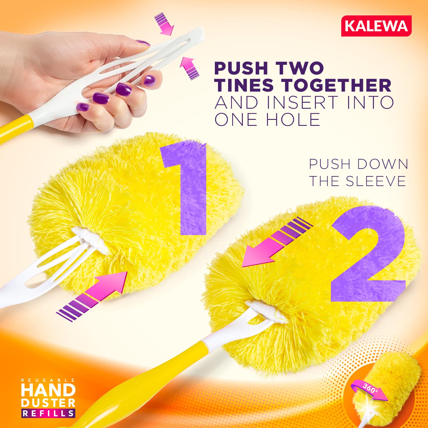 Kalewa Microfiber Reusable Refills for Swiffer Duster (2 Pack), 360 Heavy Duty Duster Refills (Handle is Not Included)