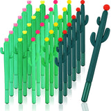 Outus 30 Pcs First Day of School Gift Cactus Shaped Ballpoint Back to School Cactus Pen Bulk 0.5mm Black Gel Ink Writing Pens fo