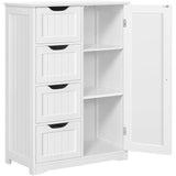 Yaheetech Large Bathroom Floor Cabinet with 4 Dawers and Single Door Cabinet, Freestanding Storage Cabinet for Living Room Kitch
