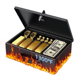 Uniclife Fireproof Document Box with Key Lock & Handle, 12.7 x 8.5 x 4.1 (NOT Fit A4 Paper), Medium Lock Box, Water-Resistant Sa