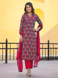 Gosriki Women'S Rayon Blend Straight Printed Kurta With Pant & Dupatta (Shaniya Pink-Gs_S_Pink_Small),Pink,,B0DGL2WL58