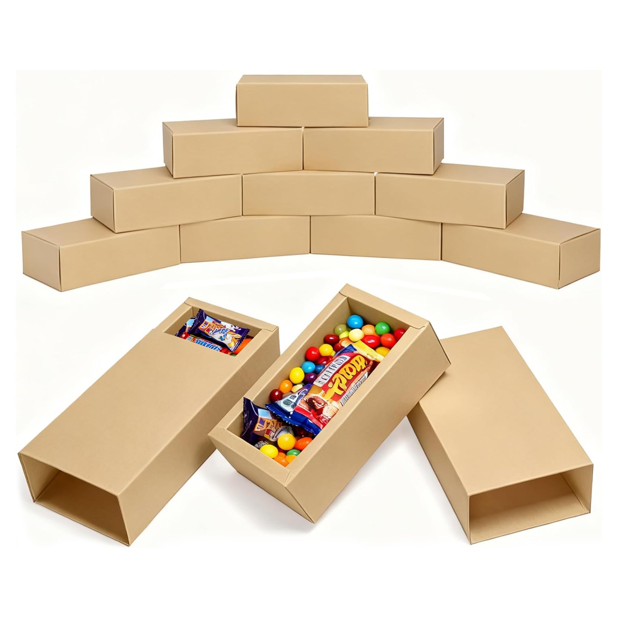 Corsiampoo 30 Pieces Brown Kraft Gift Boxes, 6.5x 3.5x 2 Inches Small Cardboard Box for Business Jewelry Weeding Party Favors Pr