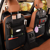 SANMITTI 2 Pack PU Leather Premium Car SeatBack Organizer Travel Accessories Kick mats Back seat Protector and Cup Holder Holder