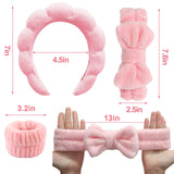 TLUXX 4-Piece Spa Headband & Wristband Set, Reusable Makeup & Skincare Accessories for Face Washing, Preventing Liquid Overflow