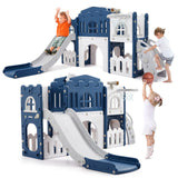 GAOMON 8 in 1 Toddler Slide Indoor Playground, Indoor Slide Toddler Playset for Toddlers 1-3, Kids Outdoor Playground with Baske