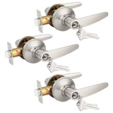 Probrico (3 Pack Keyed Entry Door Lever Lock for Exterior Door Handleset,(keyed Alike) Each with 3 Keys All Same Key in Satin Ni