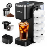 Tastyle Hot & Iced Coffee Maker with Magnetic K-Pod Organizer (Pods Not Included), Stores 10 Pods, 4-5 Cups Coffee Maker & Singl