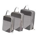 Trendivibe 3Pcs Compression Packing Cubes Compression Storage Bags For Vacation Outdoor Gray