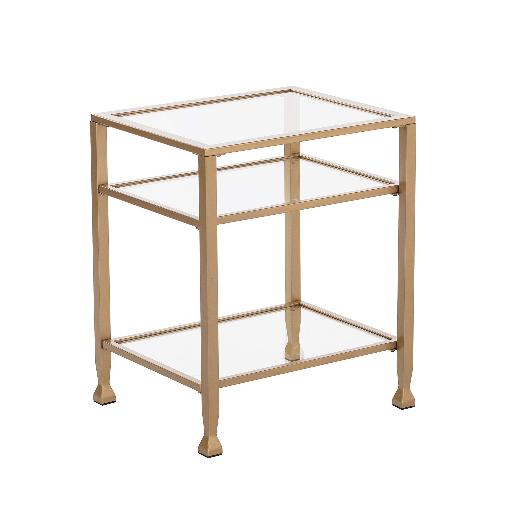 Sei Furniture Jaymes Metal & Glass 3-Tier End Table, Soft Gold