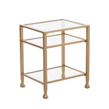 Sei Furniture Jaymes Metal & Glass 3-Tier End Table, Soft Gold