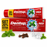 Vasu Dentup RED Herbal Toothpaste Pack of 2 (5.03 fl oz Each) | Fluoride Free Toothpaste with Mint & Clove Oil | Anti Plaque, Fr