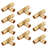 10-Pack EFIELD Pex A Full Flow Expansion Brass Fittings 3/4 x 3/4 x 3/4 Tee ONLY For Pex-A Tubing Connection, ASTM F1960