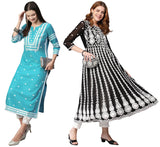 Gosriki Women'S Chikankari Embroidered Kurti Combo Pack Of 2 (Stho Sky Blue & Kari Black-Gs_Xxl_Multi_Xx-Large),Multicolour,2,B0D186PC4V
