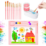 2025 New Painting Station, Paint Brush Cleaner (Pre-Assembled) and Silicone Painting Mat 20X16 Silicone Art Mat with 10 Paint Br