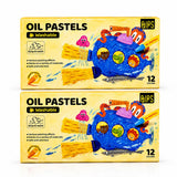 QIPS Washable Oil Pastels, 12 Colours, Pack of 2