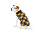 Goldpaw Duluth Double Fleece Dog Sweater Vest for Medium Dogs - Soft, Stretchy Dog Fleece - Warm Pet Jacket for Fall and Winter - Pet Outerwear - Machine Washable - Gold Buffalo Check/Black - Size 18