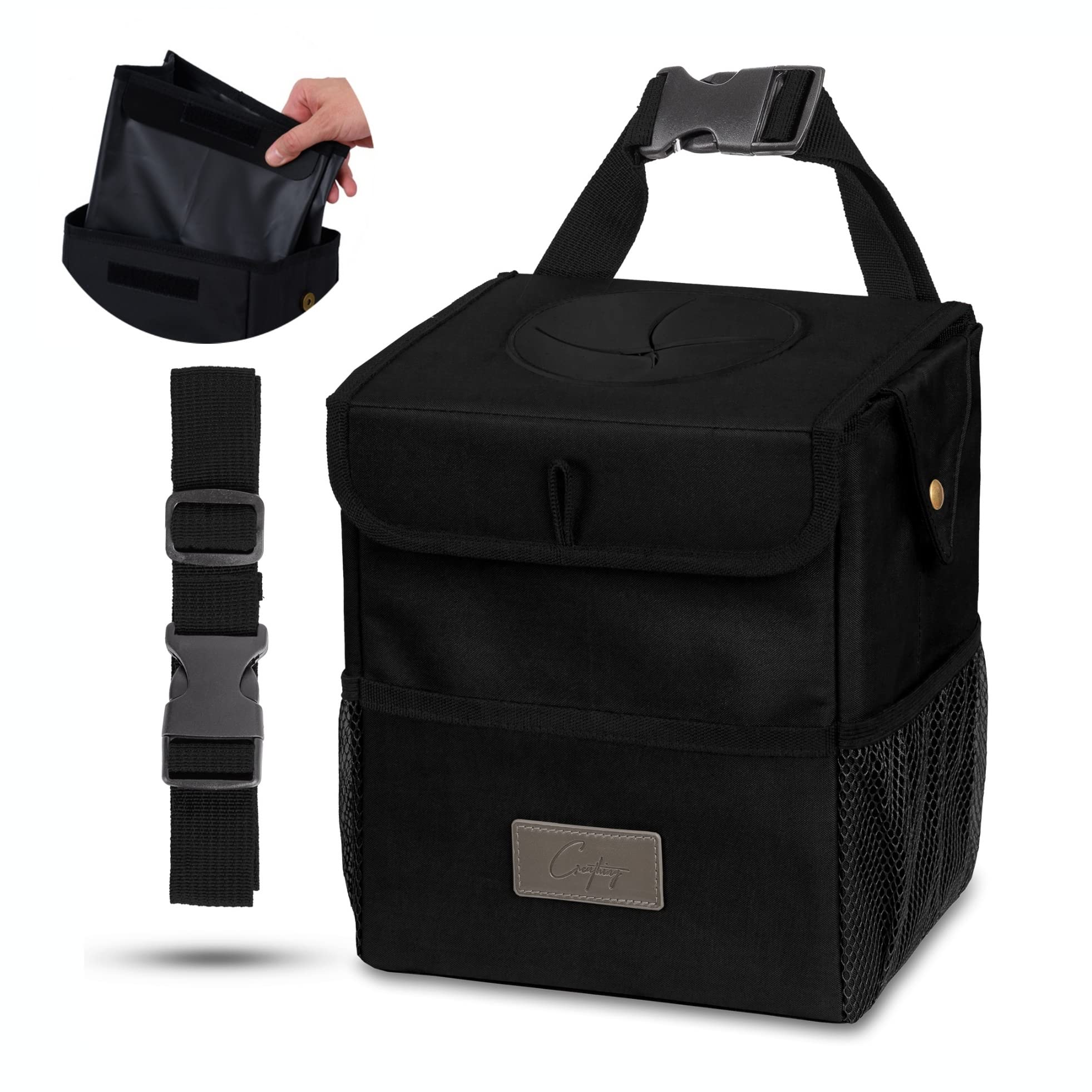 Creathing Car Trash Can With Lid, Detachable Lining Console, Floor, Seat Hanging Car Garbage Bin And Storage Bag, Truck And Car