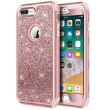 Hython Designed for iPhone 8 Plus, iPhone 7 Plus Case, Heavy Duty Defender Protective Bling Glitter Sparkle Hard Shell Hybrid Sh
