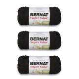 Bernat Super Value Yarn, 3 Pack, Dark Gray 3 Count