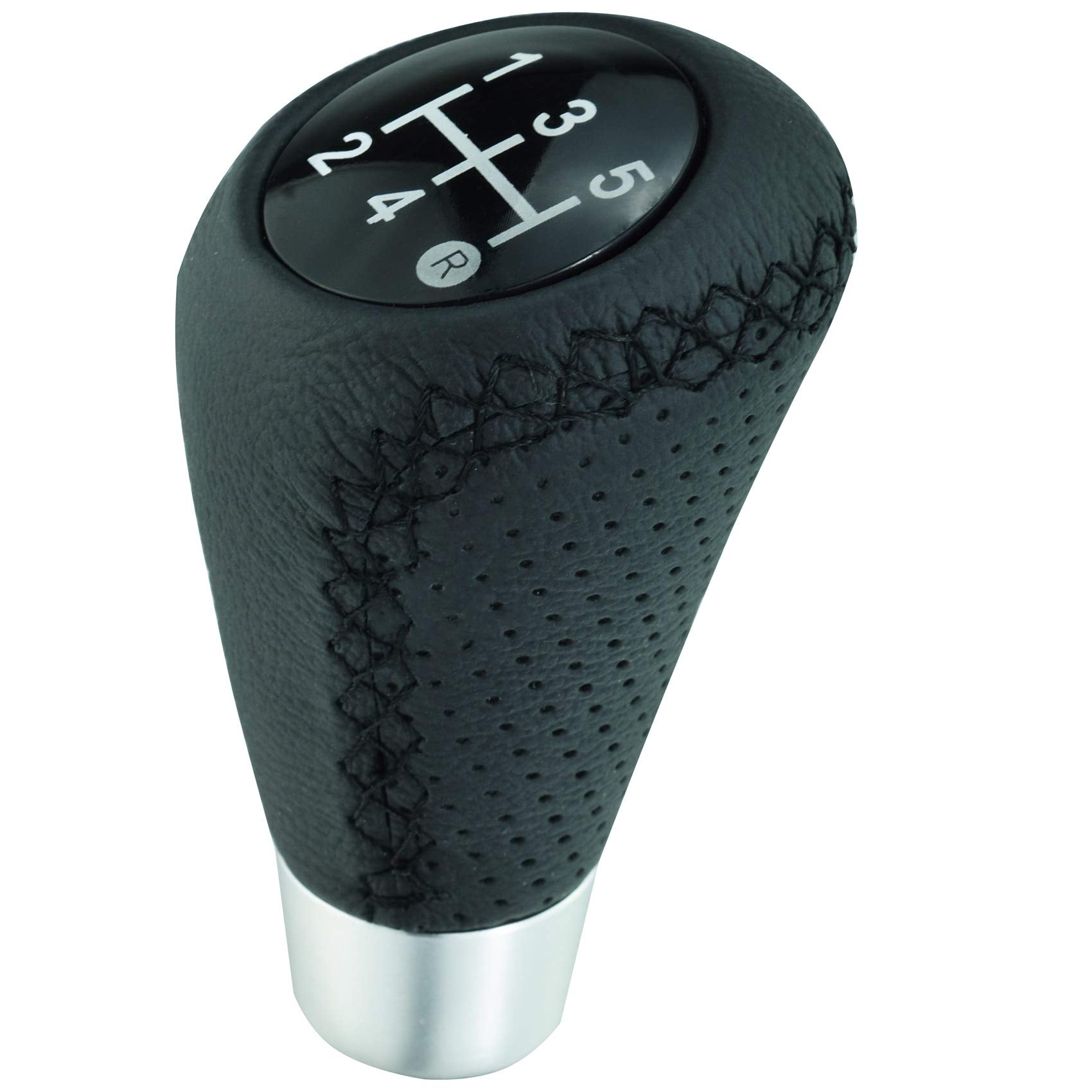 Abfer Shifter Knobs 5 Speed Leather Car Gear Stick Shifting Knobs Shifter Lever For Most Manual Transmission Vehicle Truck, Blac