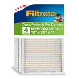 Filtrete 12x20x1 AC Furnace Air Filter, MPR 700, MERV 8, Tough on Pollen, Easy on Airflow, 3-Month Pleated 1-Inch Electrostatic 