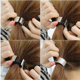 Healthcom 4 Pcs Metal Circle Cuff Hair Ties Hair Rope Hair Band, Gothic Punk Metal Elastic Hair Clips, Fashion Hair Accessories
