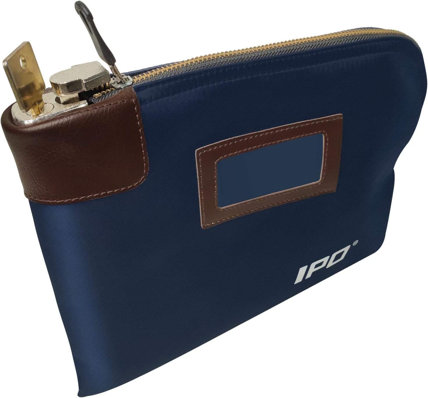 Waterproof Cash Bag with Lock and 2 Keys, 11 x 8.6 Inches, Canvas Documents Bag, Money Bank Deposit Bag with Zipper, Durable Lea