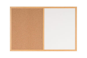 Maya Combo Board, Melamine Dry-Erase And Cork, 24 X 36, Oak Frame