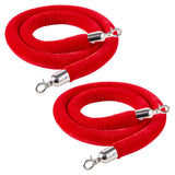 VEVOR 2 Pcs Red Velvet Stanchion Ropes, 5 ft Crowd Control Stanchion Red Velvet Ropes with Silver Hooks, Post Queue Barrier Carp