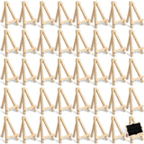Yalikop 40 Pack 5 Inch Mini Wood Easel Stand Mini Wood Display Easel Wooden Tripod Holder Stand for Painting Portable Canvas Pho