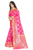 Sugathari Womens Banarasi Saree Pure Kanjivaram Silk Saree Soft New Ladies 2023 Design Wear Pattu Sarees Latest Cotton Party Sari Collections With Blouse Piece For Wedding Sadi (Pari 6 Pink Gold)