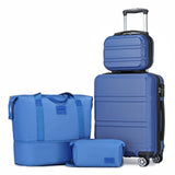 Kono Luggage Set 4 Piece Carry On Lightweight PC+ABS Hardside Luggage with TSA Lock Spinner Wheels Carry On Suitcase Navy