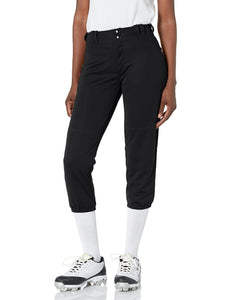 Alleson Athletic Fastpitch Softball Pants For Women. Low Rise Double Knit Black Softball Pants With Belt Loop (Style 605Pbw) Lar