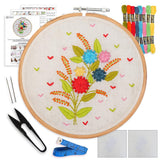 Embroiderymaterial Beginners Kit Hand Embroidery Tutorial Diy Kit With 6 Different Types Of Embroidery Stitches 7 Items (Multico