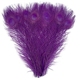 20pcs Purple Peacock Feathers 10-12Inch Feather for Crafts & Decoration Christmas Tree Wedding Party Ornaments Hat Costume Decor