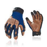 Vgo...1Pair Leather Heavy Duty Work Gloves,Mechanics Gloves,Impact Resistant, Anti-Vibration, Water-repellent (M,Blue,CA7725)