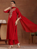 Libas Women'S Viscose Rayon Yoke Design Kurta Set (36924 Red