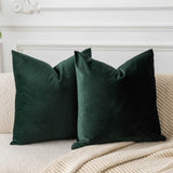JUSPURBET 28x28 Euro Velvet Throw Pillow Covers Set of 2,Army Green