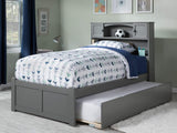 AFI Newport Full Size Platform Bed with Footboard & Twin Trundle in Grey