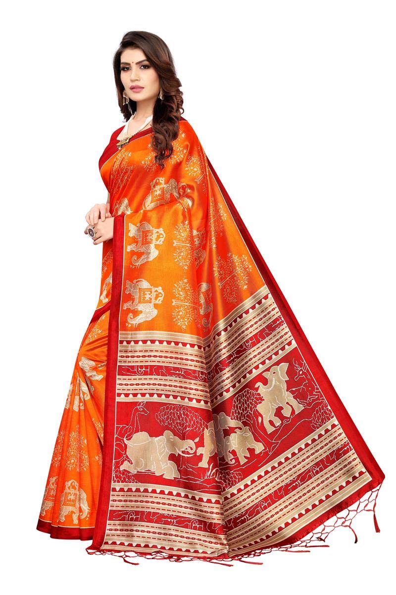 Anni Designer Women'S Red Color Art Silk Saree With Blouse Piece (Sajawat Red_Free Size),Red,Free,Art Silk,ready to wear,Saree