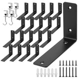 Redunest L Floating Shelf Brackets,20 Pack Heavy Duty L Brackets for Shelves, L 6 X H 4 Black Metal Countertop Support Brackets,