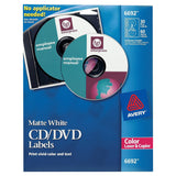 Avery 6692 Laser CD Labels, Matte White, 30/Pack