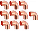 (10) EZ-FLUID 1/2 C X C LF Short Radius Copper 90 Degree Elbow Pressure Copper Fitting with Sweat Solder Connection for Resident