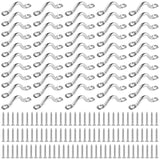 50 Pcs Boat Eye Straps, 316 Stainless Steel 2 Bimini Boat Top Pad Eyes, M5 Kayak Deck Loops with 100 Pcs Scews, Hanging U Hooks,
