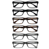 OPULIZE PEP Classic Reading Glasses for Women Men, Scratch Resistant Rectangular Frame with Spring Hinges, Black, Brown, Grey, +